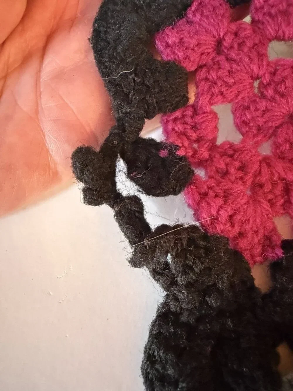 Vintage Granny Square grandmacore black multicolor blanket throw crochet cottage
